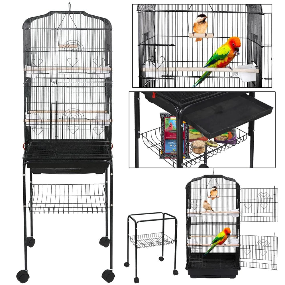 Zeny 59'' Bird Cage Large Wrought Iron Cage for Cockatiel Sun Conure Parakeet with Rolling Stand Animals & Pet Supplies > Pet Supplies > Bird Supplies > Bird Cages & Stands ZENY   