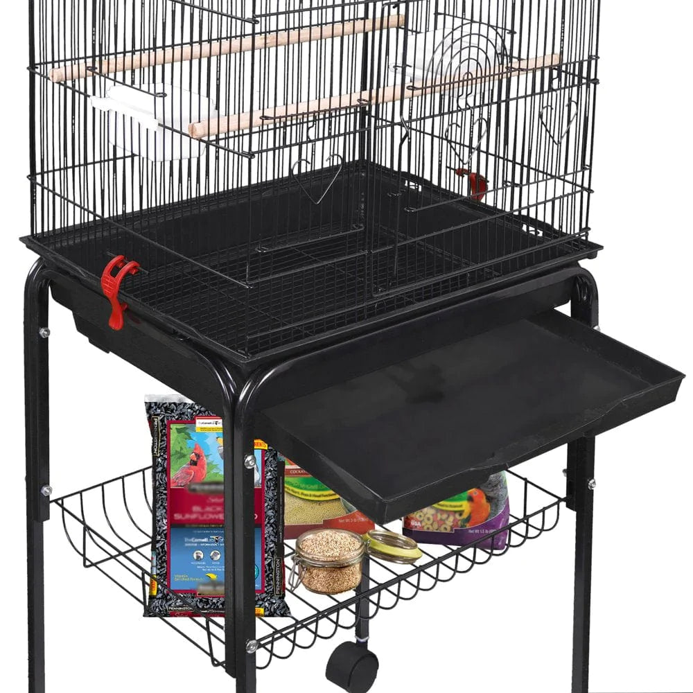 Zeny 59'' Bird Cage Large Wrought Iron Cage for Cockatiel Sun Conure Parakeet with Rolling Stand Animals & Pet Supplies > Pet Supplies > Bird Supplies > Bird Cages & Stands ZENY   