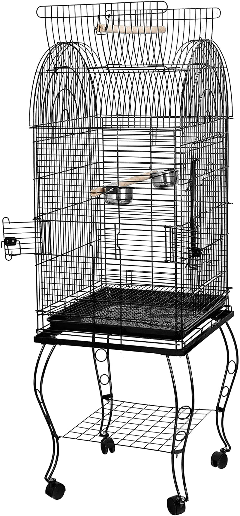 ZENY 63.5'' Large Bird Cage Dome Open Top Parrot Cockatiel Sun Parakeet Green-Cheek Conure Cage with Detachable Rolling Stand Animals & Pet Supplies > Pet Supplies > Bird Supplies > Bird Cages & Stands ZENY   