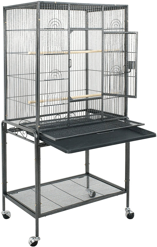 ZENY Bird Cage with Stand Wrought Iron Construction 53-Inch Pet Bird Cage Play Top Parrot Cockatiel Cockatoo Parakeet Finches Birdcage Animals & Pet Supplies > Pet Supplies > Bird Supplies > Bird Cages & Stands ZENY   