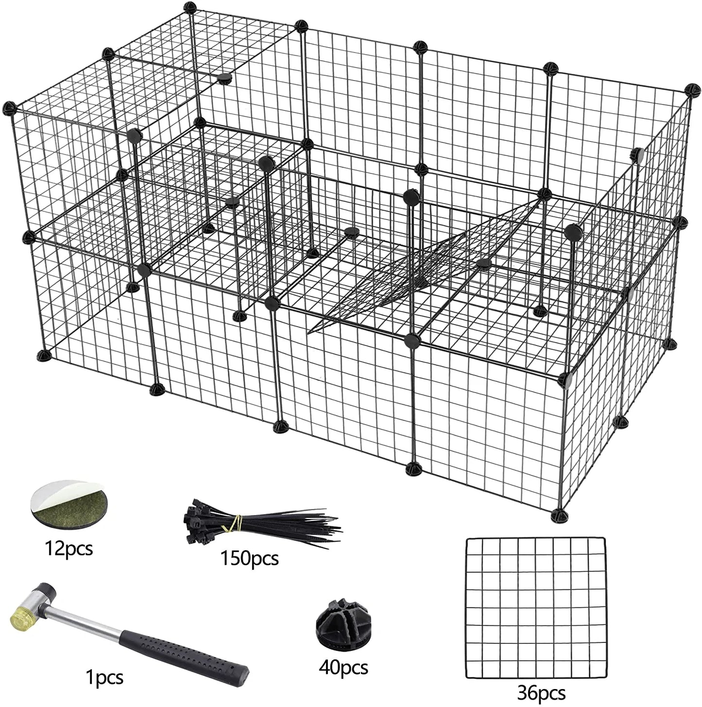 ZENY Pet Playpen for Small Animals, 36 Panels Portable Metal Wire Grid Cage Bunny Kennel Includes Cable Ties Indoor Outdoor Exercise Pen Play Yard for Guinea Pigs, Rabbits, Ferret, Puppies Animals & Pet Supplies > Pet Supplies > Dog Supplies > Dog Kennels & Runs ZENY   