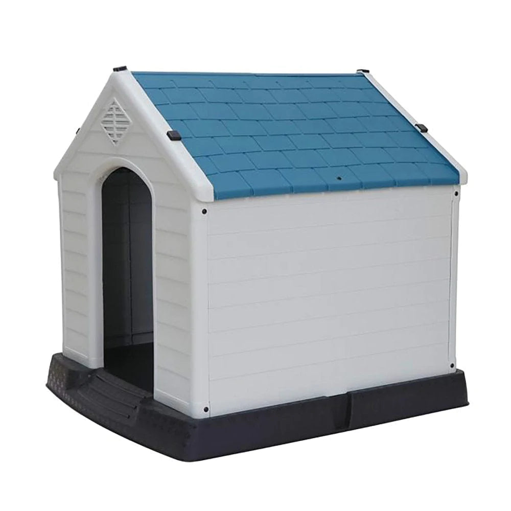 ZENY Plastic Indoor Outdoor Dog House Medium Pet Doghouse White, Blue Roof Animals & Pet Supplies > Pet Supplies > Dog Supplies > Dog Houses ZENY   