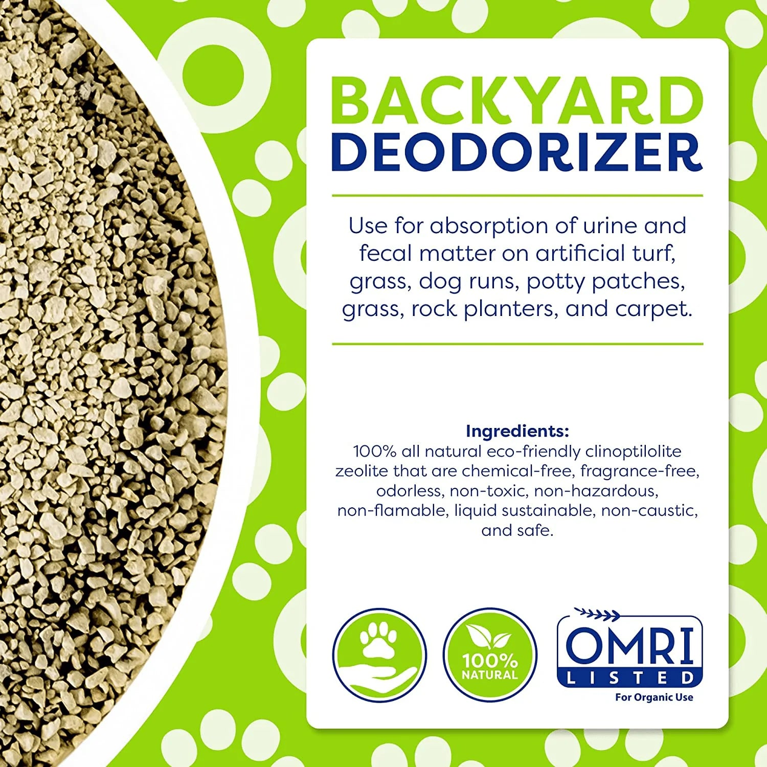 Zeofill Backyard Deodorizer - 8 Lbs. – Eliminates Pet Urine Odors on Potty Patches, Artificial Turf, Grass Lawns, Patios, Gravel, Concrete & Playgrounds – Odor Eliminator & Deodorizer