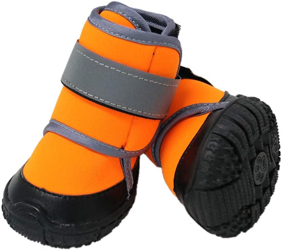 Zeraty Dog Boots Paw Shoes for Medium Large Dogs with Non-Slip Sole/Reflective Straps/Orange Set of 4PCS / 2PCS
