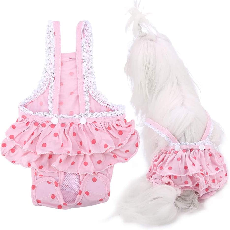 Zerodis Dog Cotton Sanitary Pantie, Suspender Physiological Pants Jumpsuit for Girl Dog Puppy(Pink S) Animals & Pet Supplies > Pet Supplies > Dog Supplies > Dog Apparel Zerodis Pink S  