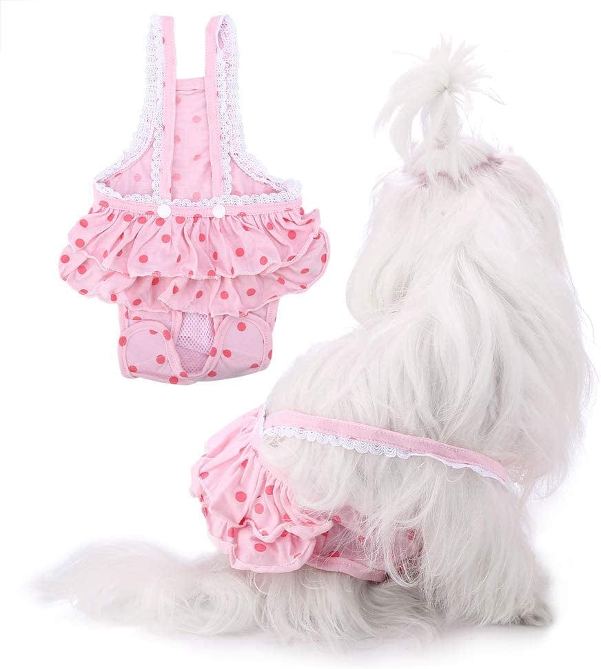 Zerodis Dog Cotton Sanitary Pantie, Suspender Physiological Pants Jumpsuit for Girl Dog Puppy(Pink S) Animals & Pet Supplies > Pet Supplies > Dog Supplies > Dog Apparel Zerodis   