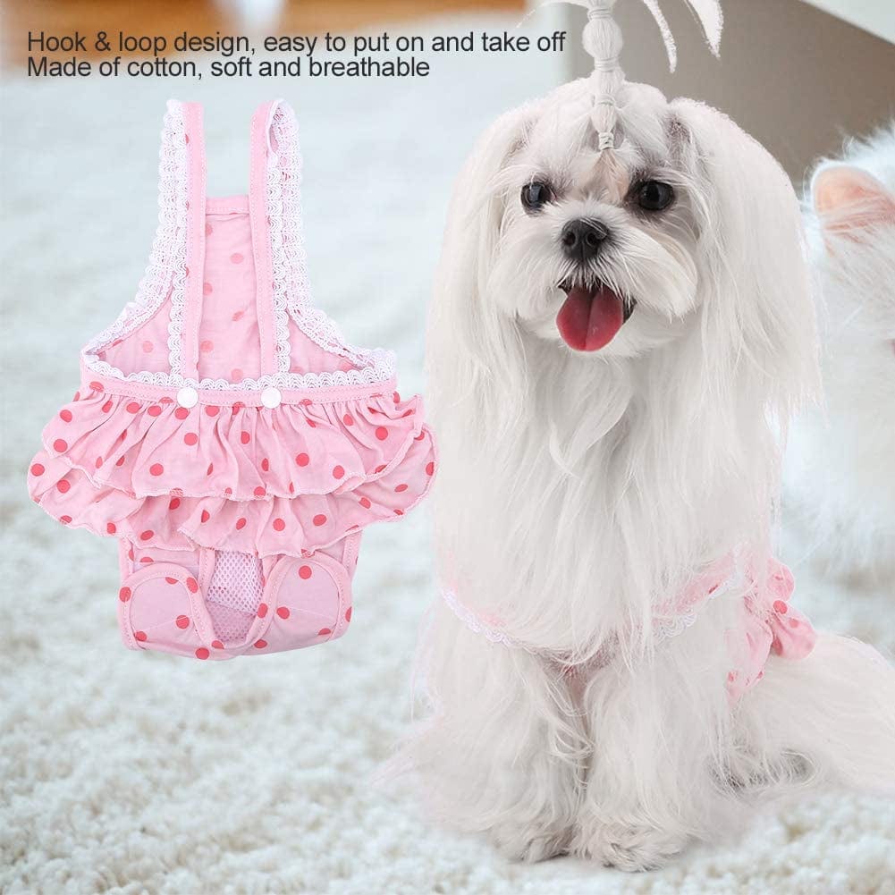 Zerodis Dog Cotton Sanitary Pantie, Suspender Physiological Pants Jumpsuit for Girl Dog Puppy(Pink S) Animals & Pet Supplies > Pet Supplies > Dog Supplies > Dog Apparel Zerodis   