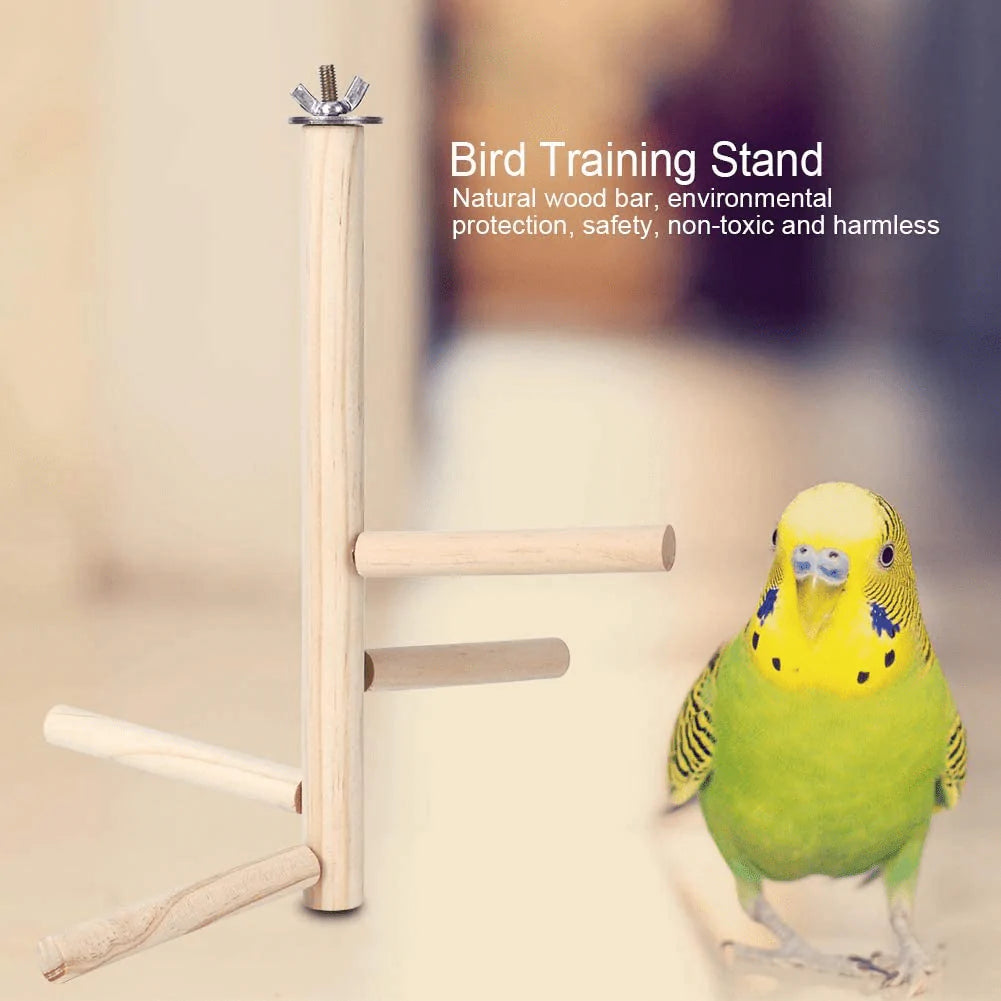 Zerodis Wooden Parrot Training Perch, Birds Stand Portable Training Play Gym Bird Cage Stand for Parrots