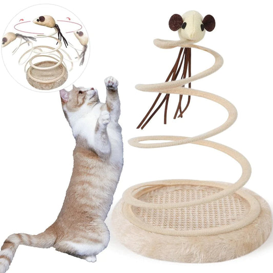 Zhou Bian Cat Toy Cat Plush Toy with Coil Spring Plate and Fun Mouse Interactive Creative Pet Toy