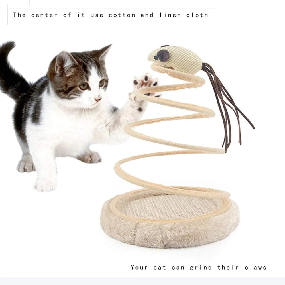 Zhou Bian Cat Toy Cat Plush Toy with Coil Spring Plate and Fun Mouse Interactive Creative Pet Toy Animals & Pet Supplies > Pet Supplies > Cat Supplies > Cat Toys Zhou Bian   