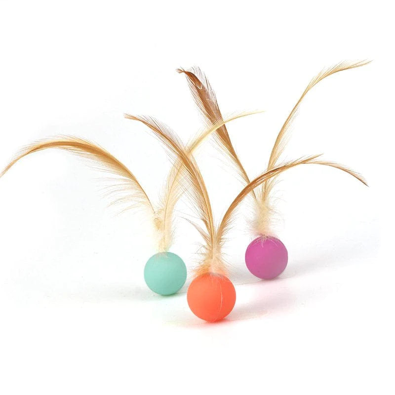 Zhou Bian Cat Toys for Indoor Cats Toys Feather Interactive Ball Cat Balls Pet Toys for Cats Silica Gel Ball (3PCS) Animals & Pet Supplies > Pet Supplies > Cat Supplies > Cat Toys ZhouBian   