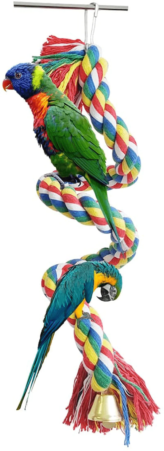 Zhuohai Bird Rope Perch, Colorful Rotate Cotton Rope Bird Perch Stand, Rope Bungee Bird Toy for Parakeets Cockatiels, Conures, Parrots, Love Birds Animals & Pet Supplies > Pet Supplies > Bird Supplies > Bird Ladders & Perches zhuohai   