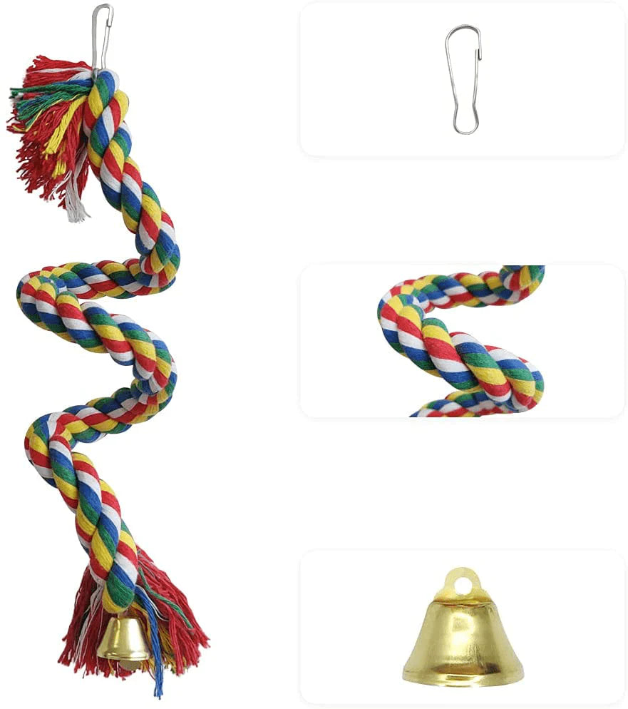 Zhuohai Bird Rope Perch, Colorful Rotate Cotton Rope Bird Perch Stand, Rope Bungee Bird Toy for Parakeets Cockatiels, Conures, Parrots, Love Birds Animals & Pet Supplies > Pet Supplies > Bird Supplies > Bird Ladders & Perches zhuohai   