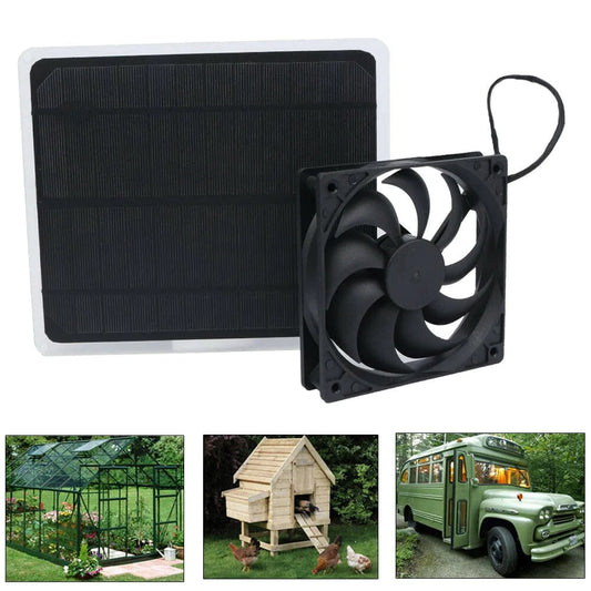 ZIG 10W 12V Solar Powered Exhaust Fan Greenhouse Dog Chicken House Mini Ventilator Animals & Pet Supplies > Pet Supplies > Dog Supplies > Dog Houses Zig   