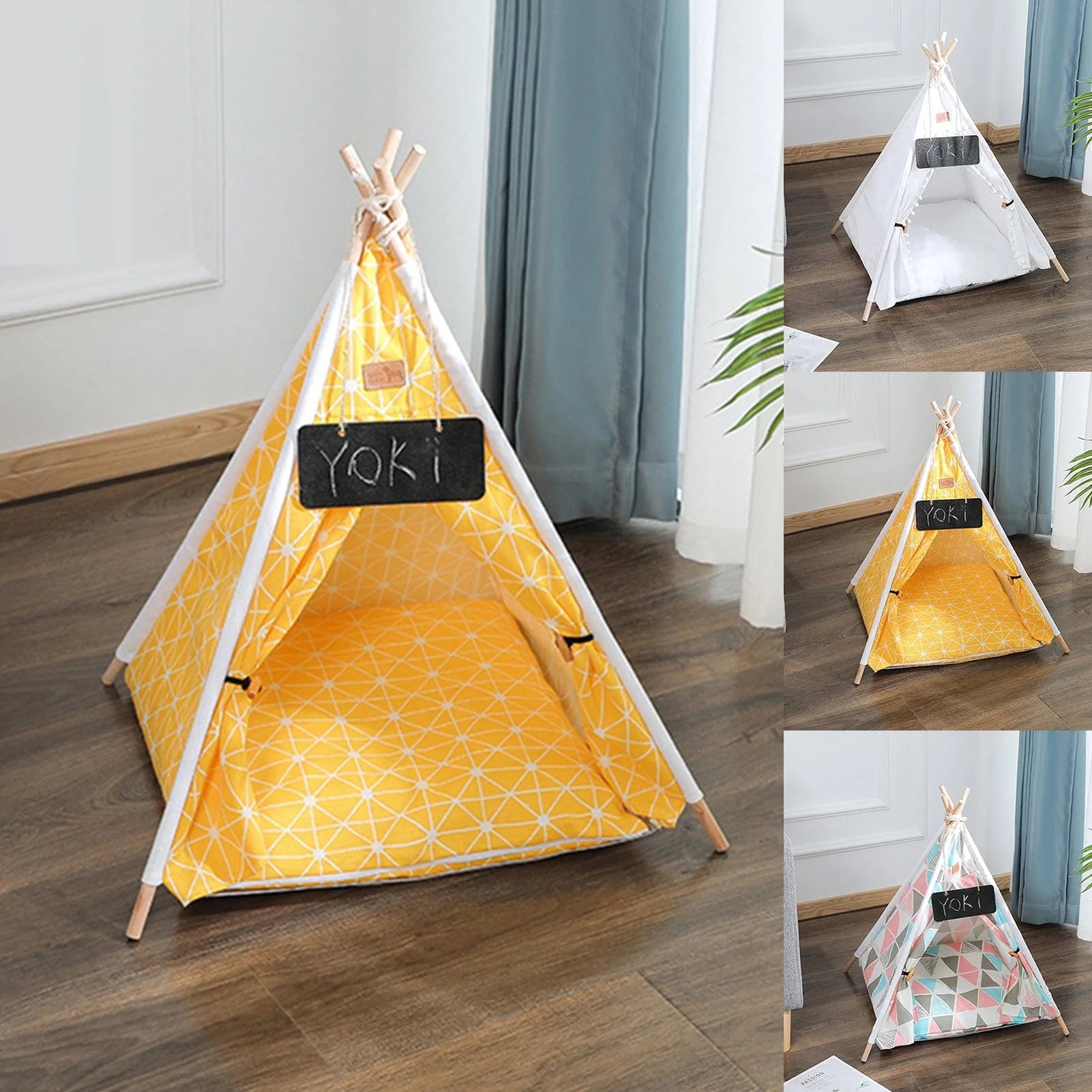 ZIG Pet Tent Folding Removable Patchwork House Cat Dog Kennel Sleeping Mat Supply Indoor Animals & Pet Supplies > Pet Supplies > Dog Supplies > Dog Houses Zig   