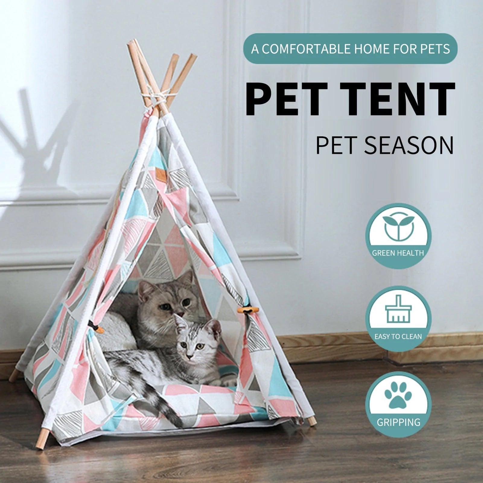 ZIG Pet Tent Folding Removable Patchwork House Cat Dog Kennel Sleeping Mat Supply Indoor Animals & Pet Supplies > Pet Supplies > Dog Supplies > Dog Houses Zig   