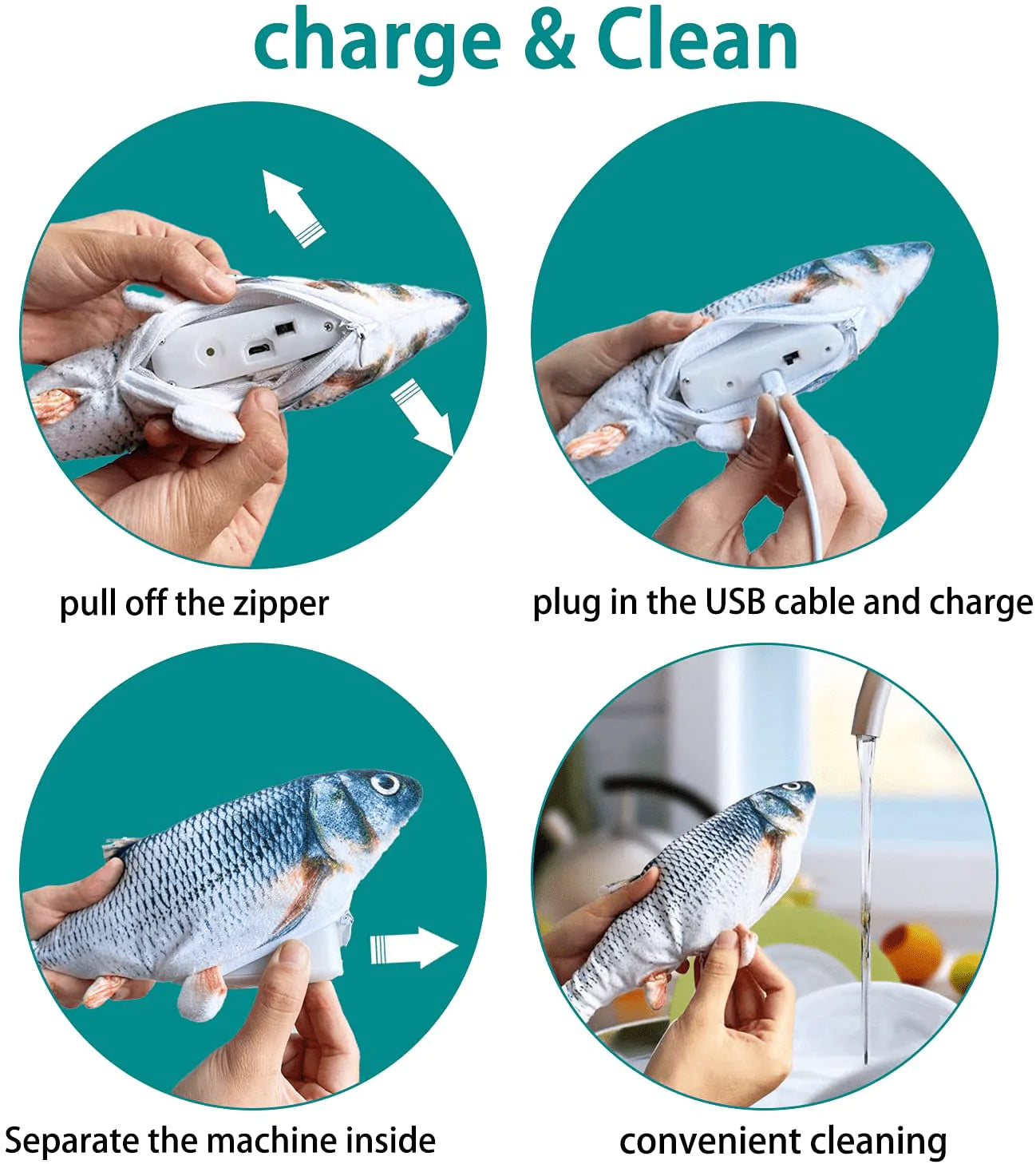 ZIKATON Flopping Fish Cat Toy 11",Electric Moving Fish Cat Toy, Motion Kitten Toy,Realistic Floppy Cat Kicker Fish Toy, Vibrating Catnip Fish Toy,Different Fish for Choice & Fun Toy for Cat Exercise Animals & Pet Supplies > Pet Supplies > Cat Supplies > Cat Toys ZIKATON   