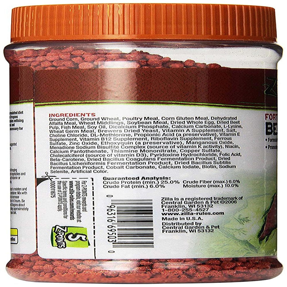 Zilla Bearded Dragon Extruded Food Pellets 6.5 Ounces Animals & Pet Supplies > Pet Supplies > Small Animal Supplies > Small Animal Food Central Garden and Pet   