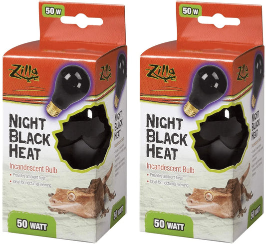 Zilla Night Black Heat Incandescent Bulb for Reptiles [Set of 2] Watt: 50 Watts Animals & Pet Supplies > Pet Supplies > Reptile & Amphibian Supplies > Reptile & Amphibian Habitat Heating & Lighting Zilla   