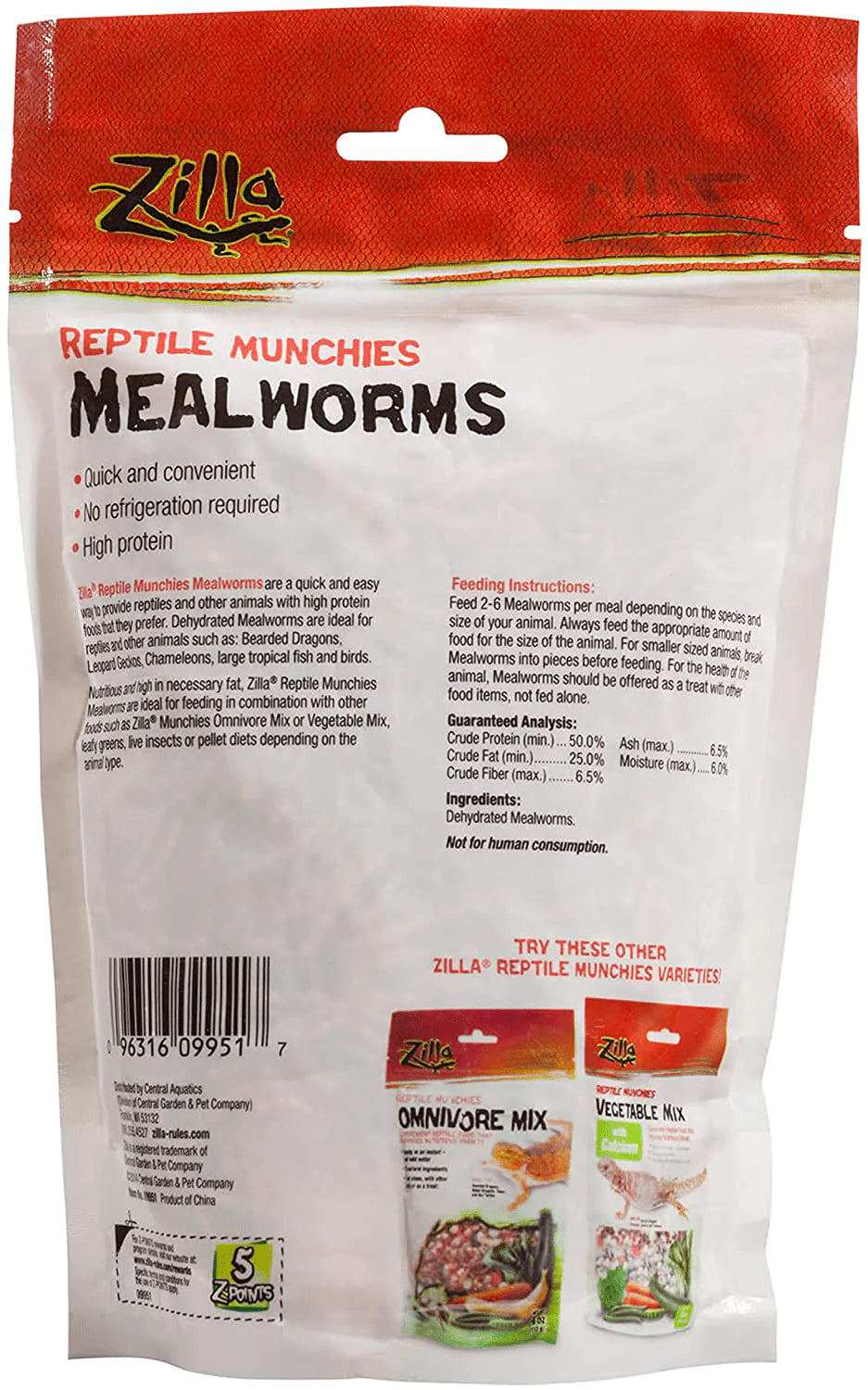 Zilla Reptile Food Munchies Mealworm, 3.75-Ounce Animals & Pet Supplies > Pet Supplies > Reptile & Amphibian Supplies > Reptile & Amphibian Food Zilla   