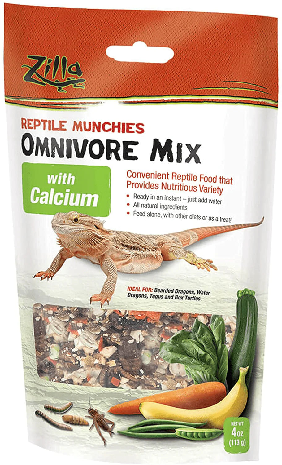 Zilla Reptile Munchies Omnivore with Calcium 4 Ounces Animals & Pet Supplies > Pet Supplies > Reptile & Amphibian Supplies > Reptile & Amphibian Habitat Accessories Zilla Standard Packaging Omnivore Mix 