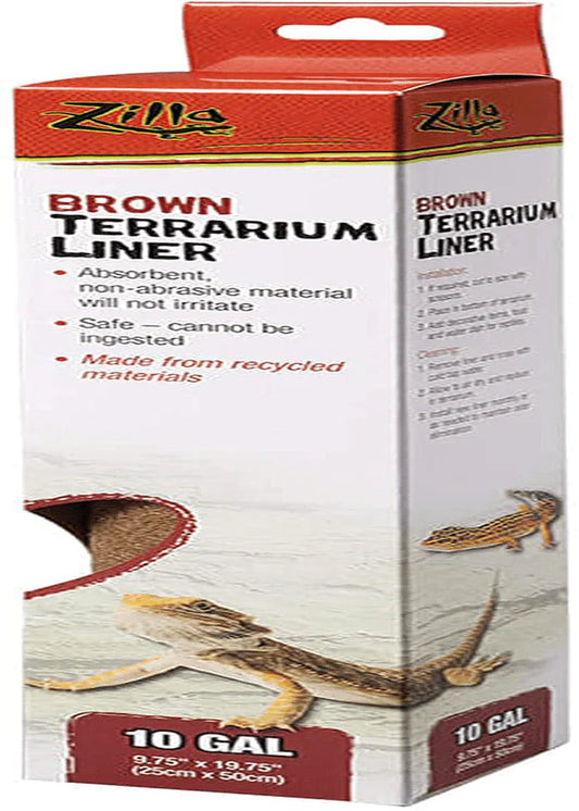 Zilla Reptile Terrarium Floor Liners Brown 10/20X Gallon, 9.75" X 19.75"