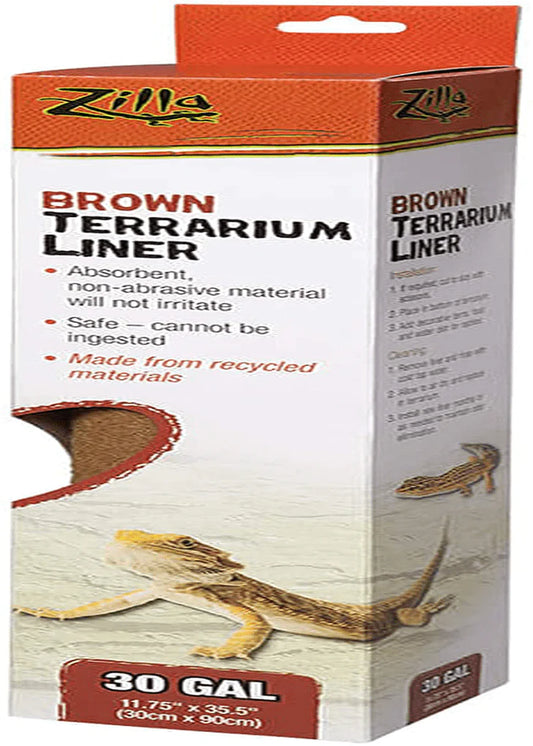 Zilla Reptile Terrarium Floor Liners Brown 30/38/45 Gallon, 11.75" X 35.5"