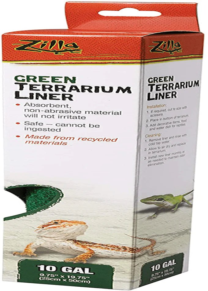 Zilla Reptile Terrarium Floor Liners Green 10/20X Gallon, 9.75" X 19.75" Animals & Pet Supplies > Pet Supplies > Reptile & Amphibian Supplies > Reptile & Amphibian Substrates Zilla   