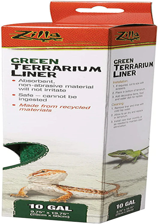 Zilla Reptile Terrarium Floor Liners Green 10/20X Gallon, 9.75" X 19.75" Animals & Pet Supplies > Pet Supplies > Reptile & Amphibian Supplies > Reptile & Amphibian Habitat Accessories Central Garden & Pet   