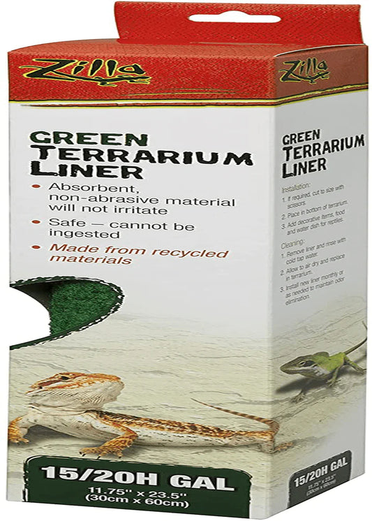 Zilla Reptile Terrarium Floor Liners Green 15/20H/30X Gallon, 11.75" X 23.5" Animals & Pet Supplies > Pet Supplies > Reptile & Amphibian Supplies > Reptile & Amphibian Substrates Zilla   