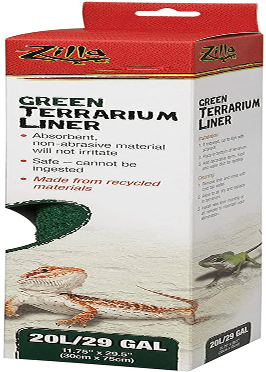 Zilla Reptile Terrarium Floor Liners Green 20L/29/37 Gallon, 11.75" X 29.5"