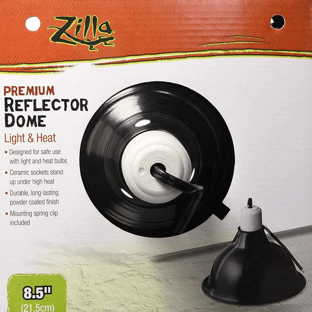 Zilla Reptile Terrarium Heat Lamps and Habitat Lighting Dome, Black 8.5 Inch