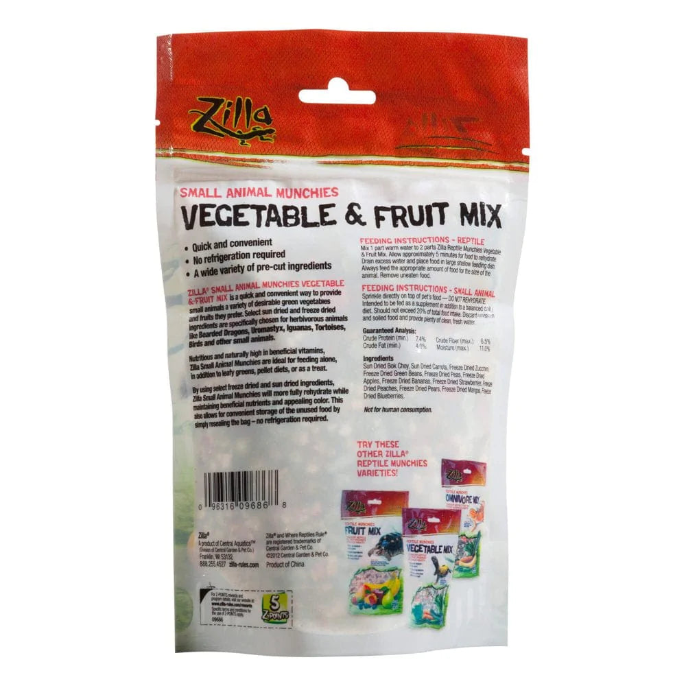 Zilla Reptile Vegetable and Fruit Mix Munchies, 4Oz