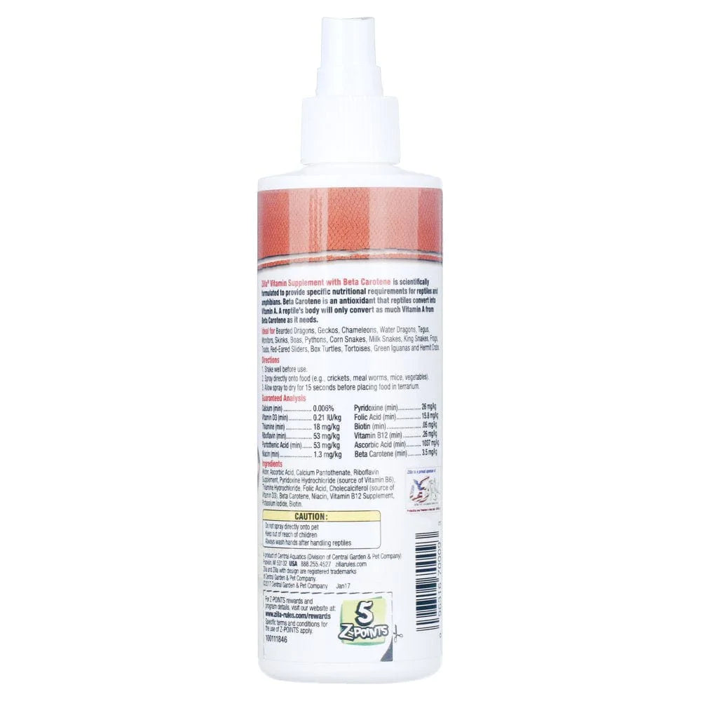 Zilla Vitamin Food Spray for Reptiles, 8Oz Animals & Pet Supplies > Pet Supplies > Reptile & Amphibian Supplies > Reptile & Amphibian Food All Glass   