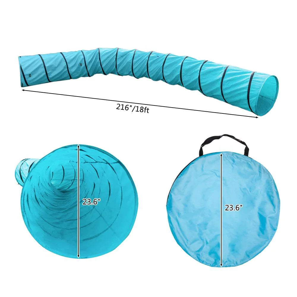Zimtown 18' Dog Tunnel Training Tunnel Outdoor Agility and Obedience Training Exercise Runway Blue