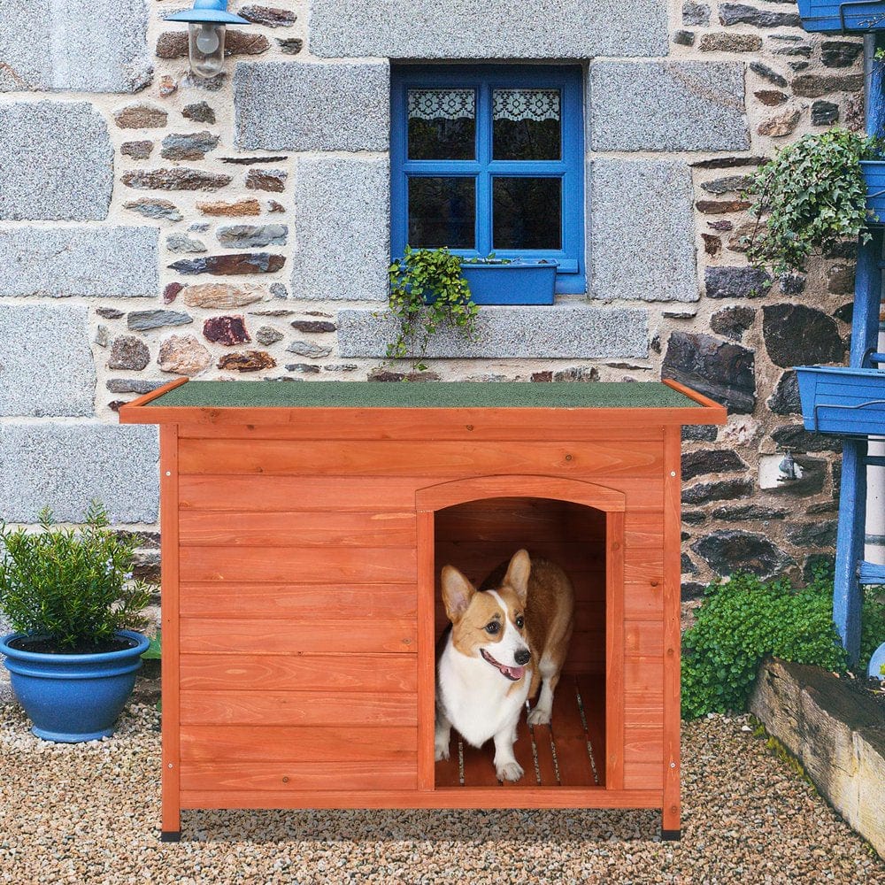 Zimtown 45" Dog House Dog Cabin with Weatherproof Roof and Open Door Outdoor Dog Kennel Animals & Pet Supplies > Pet Supplies > Dog Supplies > Dog Houses KOL PET   