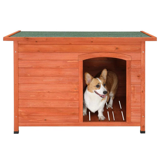 Zimtown 45" Dog Kennel Wooden Dog House Large Outdoor Animal Shelter Natural Wood Color