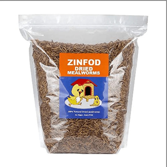 ZINFOD 100% Non-Gmo Dried Mealworms - High-Protein Mealworm Treats - Perfect for Your Chickens, Ducks, Wild Birds, Turtles, Hamsters, Fish, and Hedgehogs