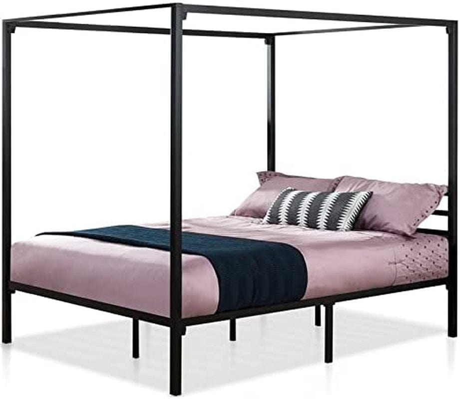 ZINUS Patricia Black Metal Canopy Platform Bed Frame / Mattress Foundation with Steel Slat Support / No Box Spring Needed / Easy Assembly, Full Animals & Pet Supplies > Pet Supplies > Dog Supplies > Dog Apparel Zinus   