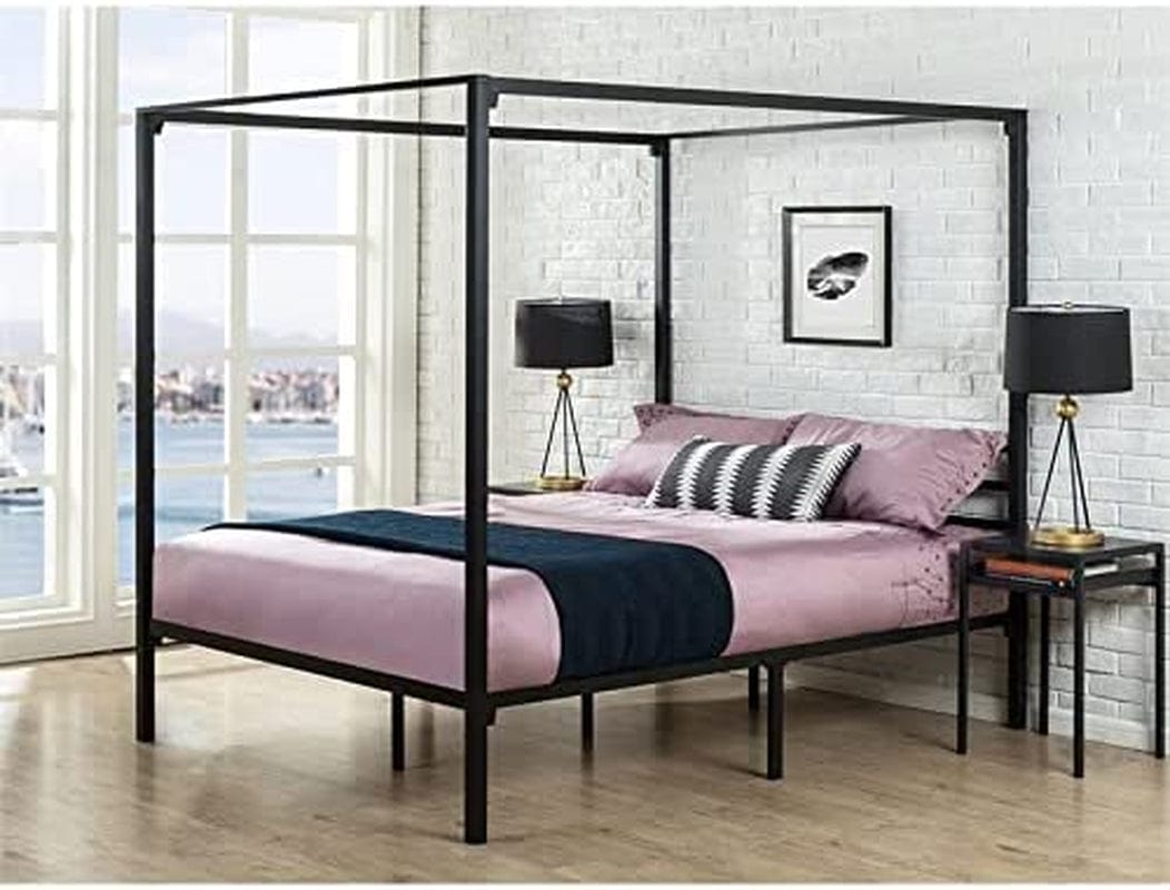 ZINUS Patricia Black Metal Canopy Platform Bed Frame / Mattress Foundation with Steel Slat Support / No Box Spring Needed / Easy Assembly, Full Animals & Pet Supplies > Pet Supplies > Dog Supplies > Dog Apparel Zinus   