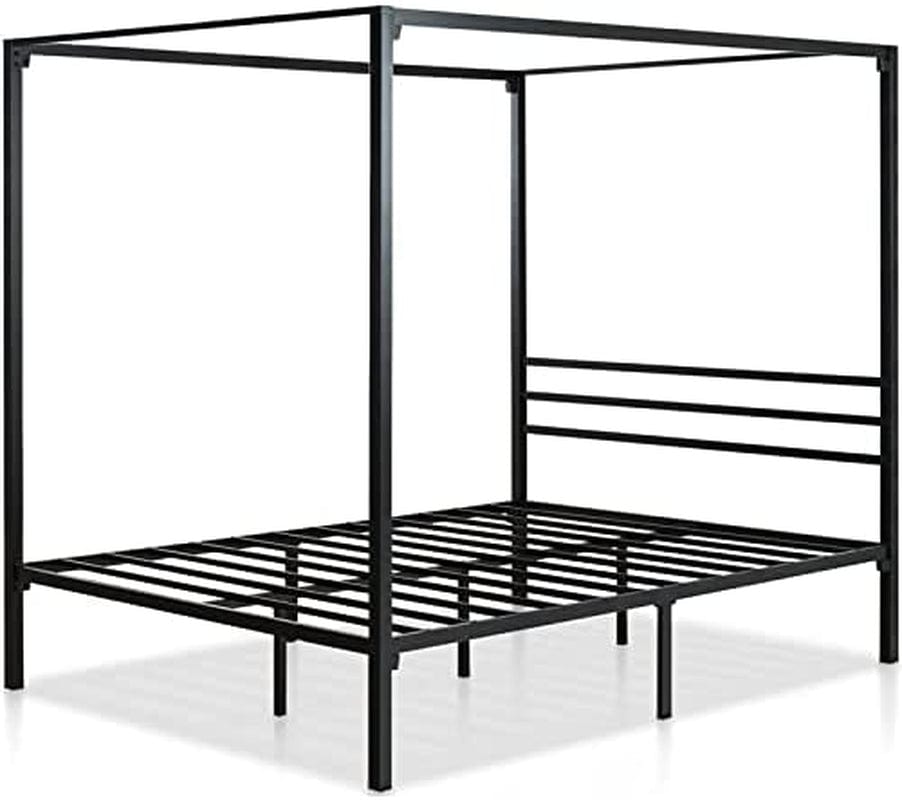 ZINUS Patricia Black Metal Canopy Platform Bed Frame / Mattress Foundation with Steel Slat Support / No Box Spring Needed / Easy Assembly, Full Animals & Pet Supplies > Pet Supplies > Dog Supplies > Dog Apparel Zinus Black Bed Frame Queen