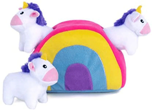 Zippypaws - Zippy Burrow Interactive Squeaky Hide and Seek Plush Dog Toy - Unicorns in Rainbow Animals & Pet Supplies > Pet Supplies > Dog Supplies > Dog Toys ZippyPaws   