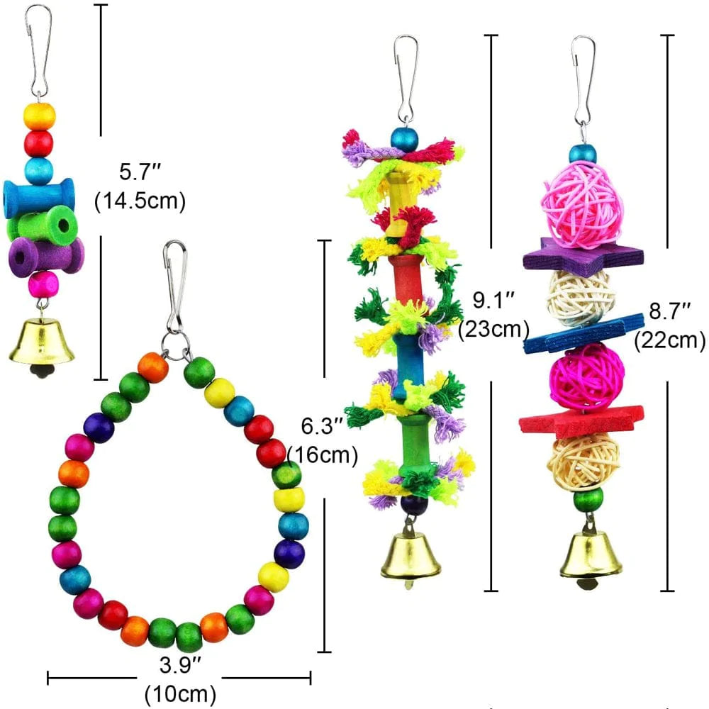 ZITA ELEMENT Bird Toys Parrots Toys 8 Pack Parakeets Cockatiels Swing Hanging Bell Hammock Toy Animals & Pet Supplies > Pet Supplies > Bird Supplies > Bird Toys ZITA ELEMENT   