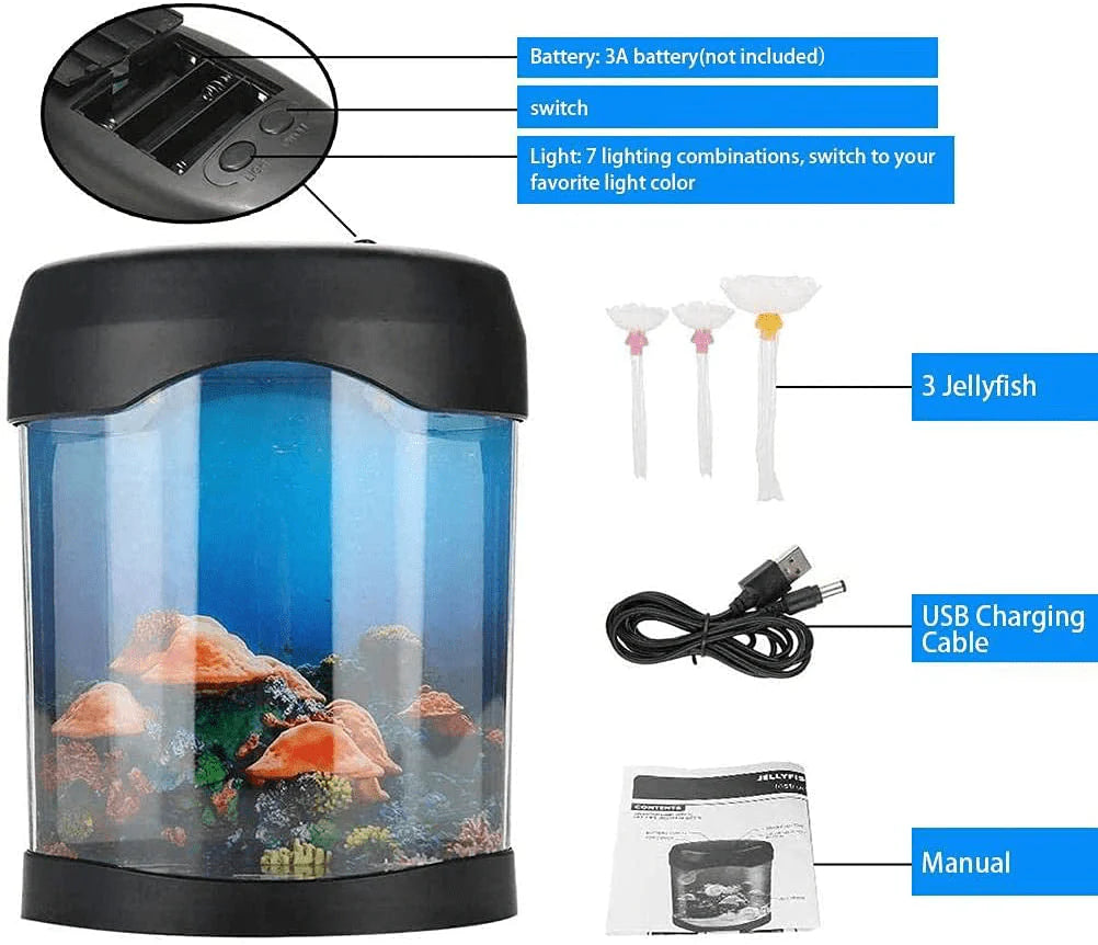 ZJING Fish Tank, Aquarium Tank Kit with LED Lighting, Mini Aquarium Artificial Fish Tank with Moving Fish Animals & Pet Supplies > Pet Supplies > Fish Supplies > Aquarium Lighting ZJING   