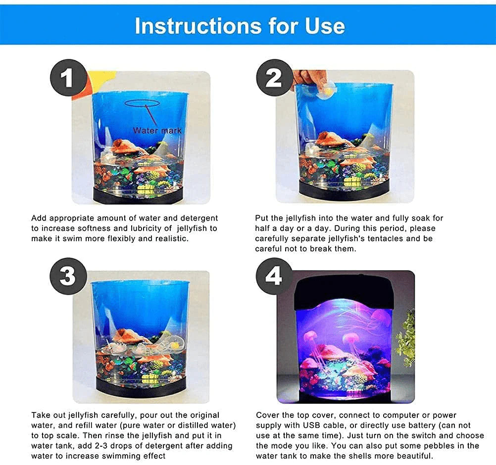 ZJING Fish Tank, Aquarium Tank Kit with LED Lighting, Mini Aquarium Artificial Fish Tank with Moving Fish Animals & Pet Supplies > Pet Supplies > Fish Supplies > Aquarium Lighting ZJING   