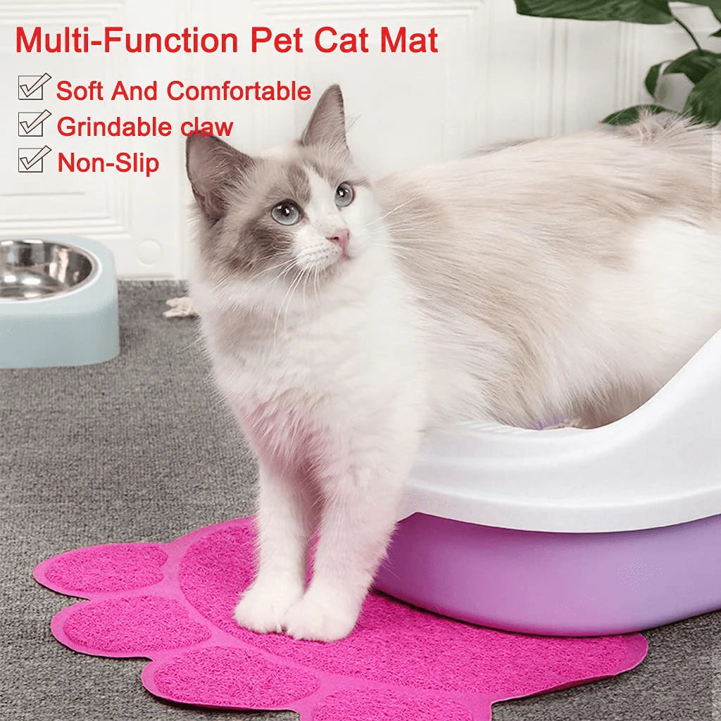 Zkovecen Cat Litter Mat Paw Print Feeding Bowl Placemat Cat Bed Pads Non-Slip Waterproof Litter Trapping Mat from Box and Cats Scatter Control Soft on Cat Paw Mat Easy to Clean Mat Animals & Pet Supplies > Pet Supplies > Cat Supplies > Cat Litter Box Mats Zkovecen   