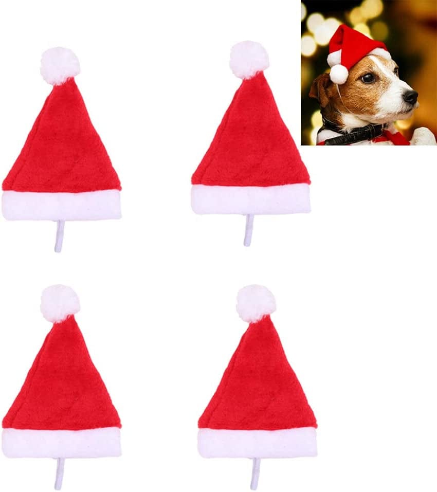 Zmmyuluo Pet Christmas Hats 4 Pcs Cat Santa Hats 5.5 Inch X7.8 Inch Pet Hats Dog Cat Pet Santa Hats for Cat Puppy Dog, Red Christmas Hats, (HF-TD) Animals & Pet Supplies > Pet Supplies > Dog Supplies > Dog Apparel Yummluo White,Red  