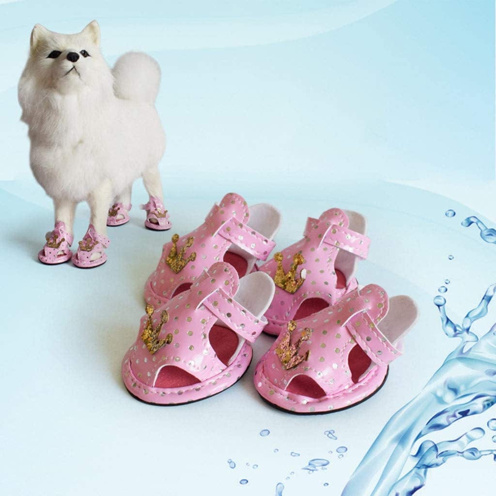 Zoepets Crown Leopard Print Dog Summer Shoes Breathable Anti-Hot Foot Net Shoes Animals & Pet Supplies > Pet Supplies > Dog Supplies > Dog Apparel ZoePets   