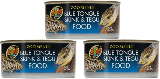 Zoo Med 3 Cans of Zoo Menu Blue Tongue Skin and Tegu Food, 6 Ounces Each