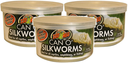 Zoo Med 3 Pack of Can O' Silkworms, 1.2 Ounces per Can